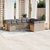 vidaXL 10 Piece Garden Sofa Set with Cushions Beige Poly Rattan