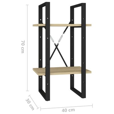 vidaXL 2-Tier Book Cabinet Sonoma Oak 40x30x70 cm Engineered Wood