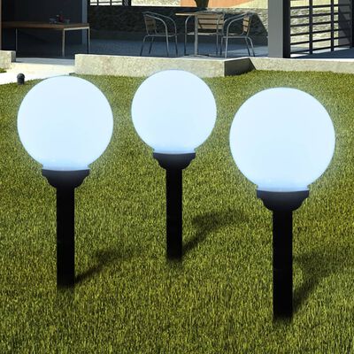 vidaXL Outdoor Pathway Lamps 3 pcs LED 20 cm with Ground Spike