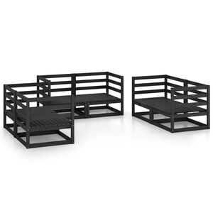 vidaXL 6 Piece Garden Lounge Set Black Solid Wood Pine