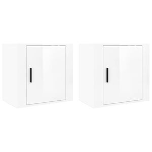 vidaXL Wall-mounted Bedside Cabinets 2 pcs High Gloss White 50x30x47cm