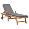 vidaXL Sun Lounger with Cushion Solid Teak Wood Dark Grey
