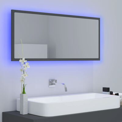 vidaXL LED Bathroom Mirror Grey 100x8.5x37 cm Acrylic