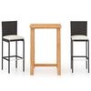 vidaXL 3 Piece Garden Bar Set with Cushions Black