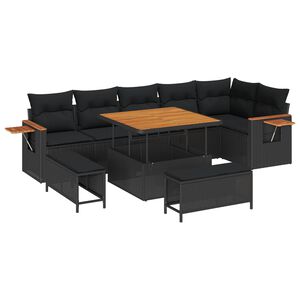 vidaXL Garden Sofa Set 11 pcs 9-Seater Black Poly Rattan