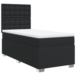 vidaXL Box Spring Bed with Mattress Black King Single Faux Leather
