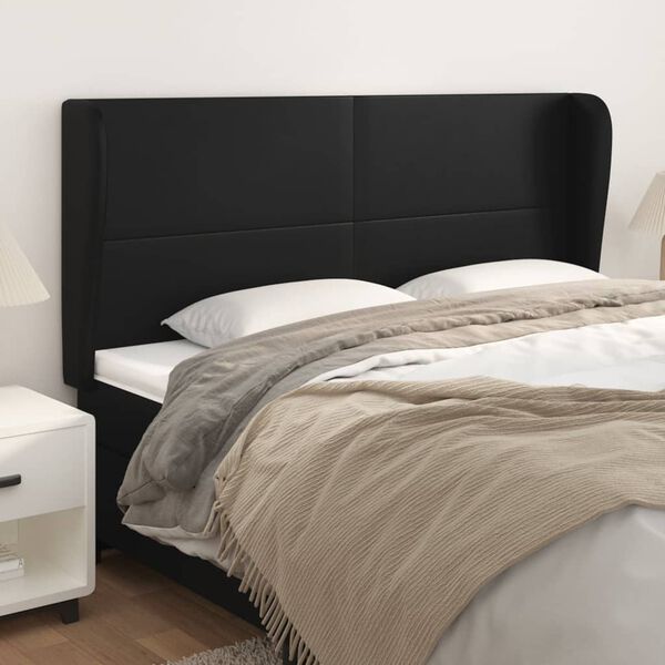 vidaXL Headboard with Ears Black 163 cm Faux Leather