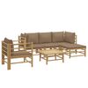vidaXL 6 Piece Garden Lounge Set with Taupe Cushions Bamboo