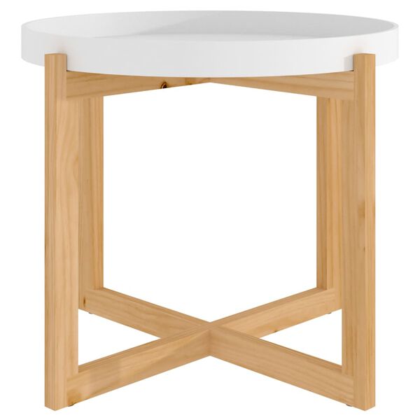 vidaXL Coffee Table White 53x53x43.5cm Engineered Wood&Solid Wood Pine