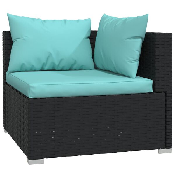 vidaXL 14 Piece Garden Lounge Set with Cushions Black Poly Rattan