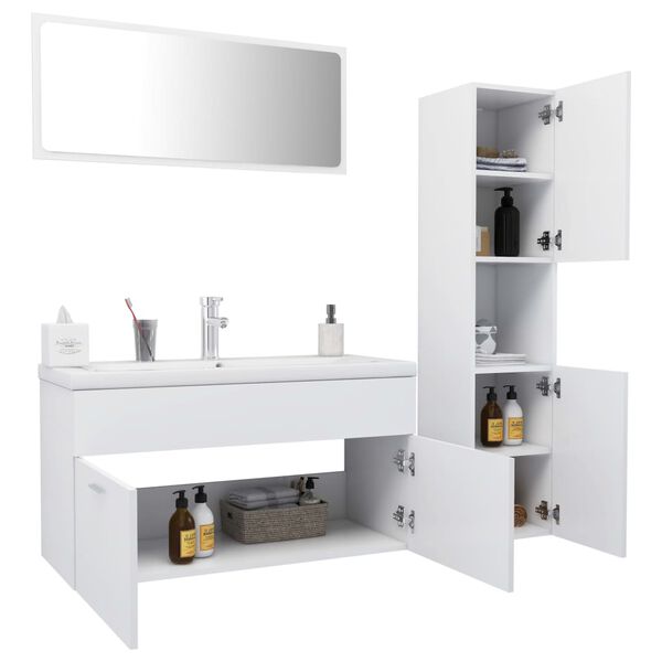 vidaXL Bathroom Furniture Set White Engineered Wood