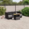 vidaXL 7 Piece Garden Sofa Set with Cushions Black Poly Rattan