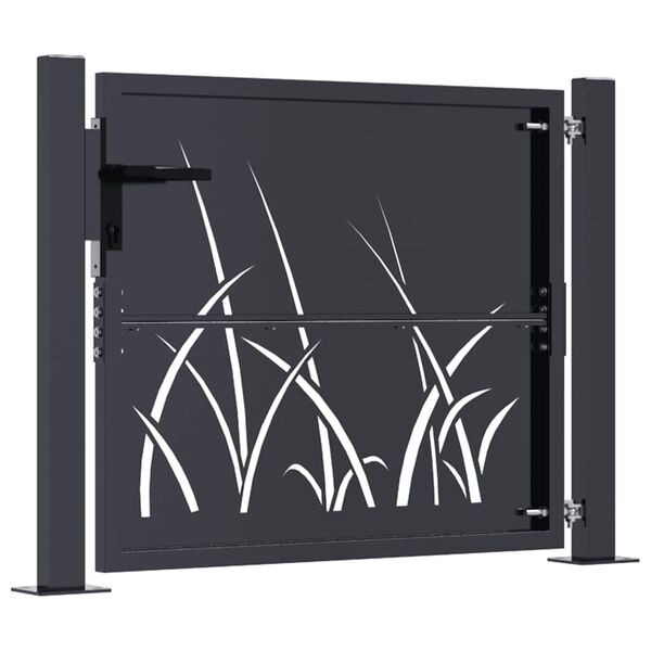 vidaXL Garden Gate Anthracite 100x100 cm Steel Grass Design