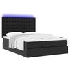 vidaXL Ottoman Bed with Mattress & LEDs Black Queen Faux Leather