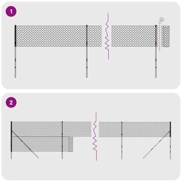 vidaXL Wire Mesh Fence with Spike Anchors Anthracite 1.4x25 m