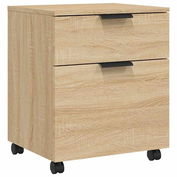 vidaXL Mobile File Cabinet with Wheels Sonoma Oak 45x38x54 cm Engineered Wood