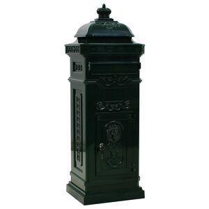 vidaXL Pillar Letterbox | Green | Cast aluminium | Large | Decorative Inlays