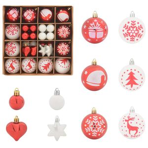 vidaXL Christmas Bauble Set 40 pcs Red and White Plastic