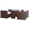 vidaXL 3 Piece Bistro Set Poly with Cushions Rattan Brown