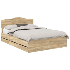 vidaXL Bed Frame with Drawer Sonoma Oak 150 x 200 cm Engineer Wood