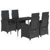 vidaXL 5 Piece Garden Dining Set with Cushions Black Poly Rattan