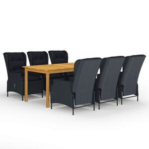 vidaXL 7 Piece Garden Dining Set Dark Grey