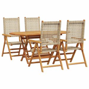 vidaXL Garden Dining Set Folding 5 pcs Beige Solid Acacia Wood