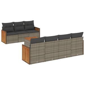 vidaXL 8 Piece Garden Sofa Set with Cushions Grey Poly Rattan