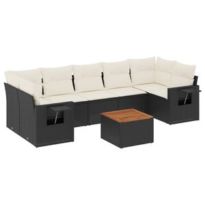 vidaXL 8 Piece Garden Sofa Set with Cushions Black Poly Rattan