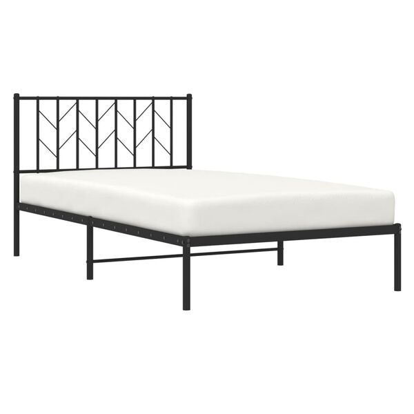 vidaXL Metal Bed Frame without Mattress with Headboard Black 107x203cm