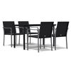 vidaXL 5 Piece Garden Dining Set with Cushions Poly Rattan and Steel