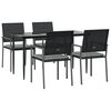 vidaXL 5 Piece Garden Dining Set with Cushions Poly Rattan and Steel