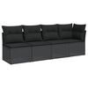 vidaXL Garden Sofa with Cushions 4-Seater Black Poly Rattan
