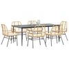 vidaXL 7 Piece Garden Dining Set with Cushions Brown Poly Rattan Glass