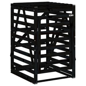 vidaXL Wheelie Bin Storage Black 84x90x128.5 cm Solid Wood Pine