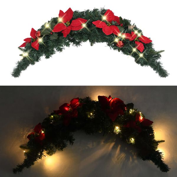 vidaXL Christmas Arch with LED Lights Green 90 cm PVC