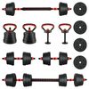 vidaXL 4-in-1 Dumbbell Set Black and Red 121 x 19.5 x 19.5 cm
