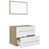 vidaXL 2 Piece Bathroom Furniture Set White and Sonoma Oak Engineered Wood