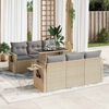 vidaXL 7 Piece Garden Sofa Set with Cushions Beige Poly Rattan