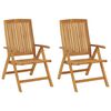 vidaXL Reclining Garden Chairs with Cushions 2 pcs Solid Wood Teak
