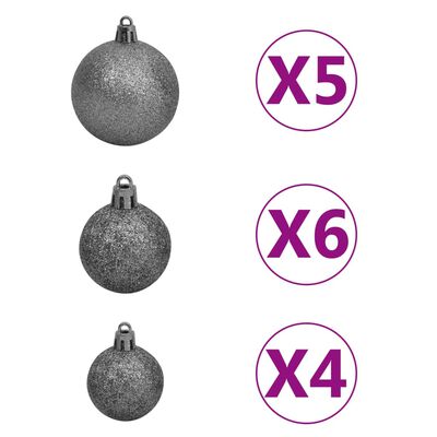 vidaXL Artificial Half Pre-lit Christmas Tree with Ball Set White 240 cm