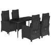 vidaXL 5 Piece Garden Dining Set with Cushions Black Poly Rattan