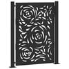 vidaXL Garden Gate Black 100x125 cm Steel Flame Design