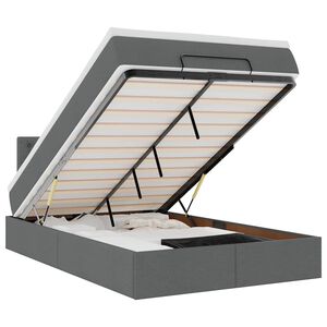 vidaXL Ottoman Bed with Mattress Dark Grey King Single Fabric
