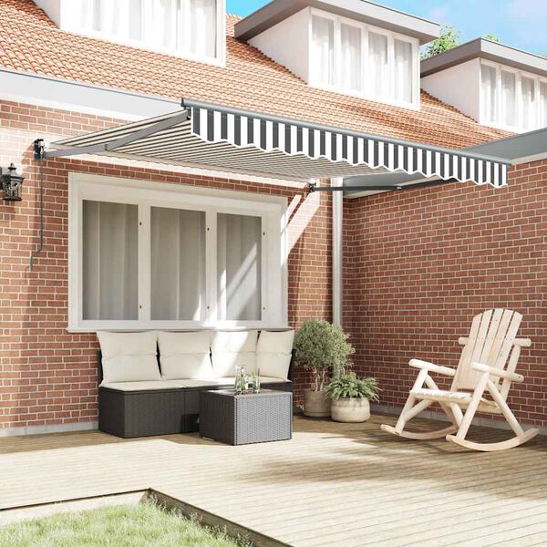 vidaXL Retractable Awning Anthracite and White 3x2.5 m Fabric&Aluminium