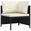 vidaXL Sectional Corner Sofa with Cushions Black Poly Rattan