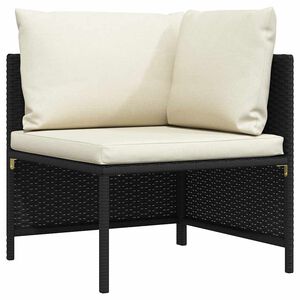 vidaXL Sectional Corner Sofa with Cushions Black Poly Rattan