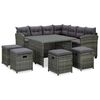 vidaXL 6 Piece Garden Lounge Set with Cushions Poly Rattan Grey