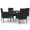 vidaXL 5 Piece Outdoor Dining Set Poly Rattan Black