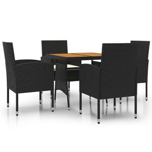 vidaXL 5 Piece Outdoor Dining Set Poly Rattan Black